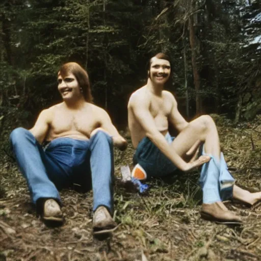 Image similar to gay couple camping together in the 7 0 s