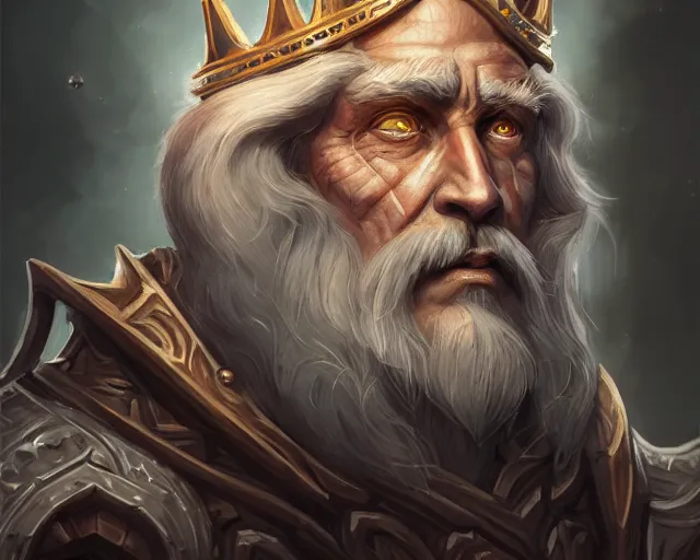 Image similar to head and shoulders portrait of an old king, deep focus, d & d, fantasy, intricate, elegant, highly detailed, digital painting, artstation, concept art, matte, sharp focus, illustration, hearthstone,