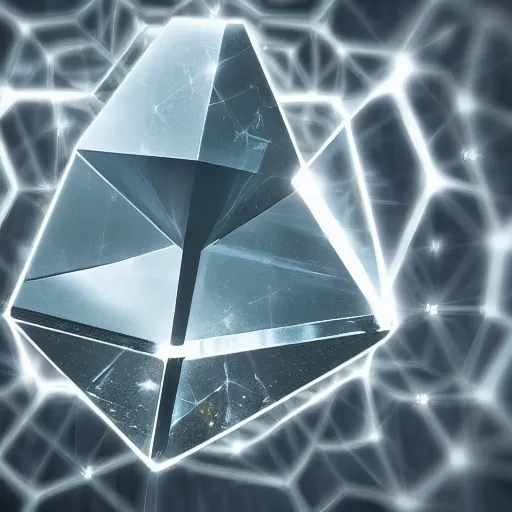 Image similar to realistic ethereum crystal , award winning photograph , 8k , ultra detailed , prism