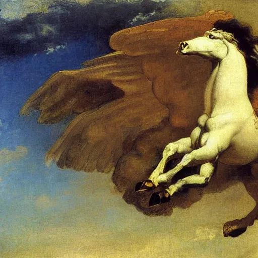 Prompt: pegasus painting by gustave courbet