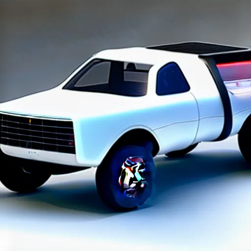 Image similar to futuristic pickup truck made by ferrari, photorealistic, 3D