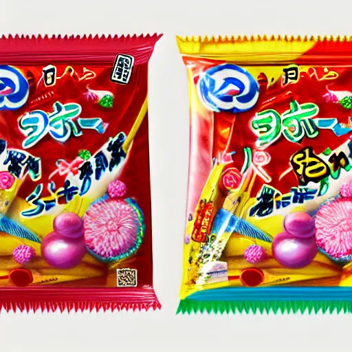 Image similar to 8 k 3 d model rendering of japanese candy package, high textured, conceptual, intricate detailed painting, illustration sharp detail, manga 1 9 9 0