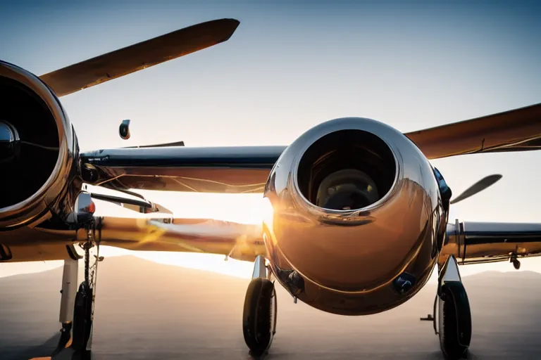 Prompt: close up front photograph of a happy smiling cessna aircraft, DSLR, raytraced, golden hour, 4k