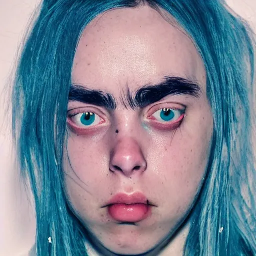 Image similar to extremely detailed close up of billie eilish rotting face with no eyes