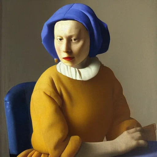 Prompt: portrait of anna maja henriksson by vermeer