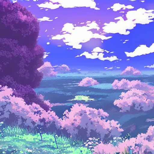 Prompt: a beautiful landscape by studio ghibli, digital art