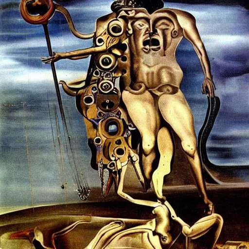 Prompt: Two mechanical gods. Dali.