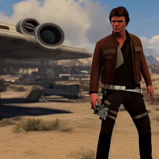 Image similar to Film still of Han Solo, from Grand Theft Auto V (2013 video game)