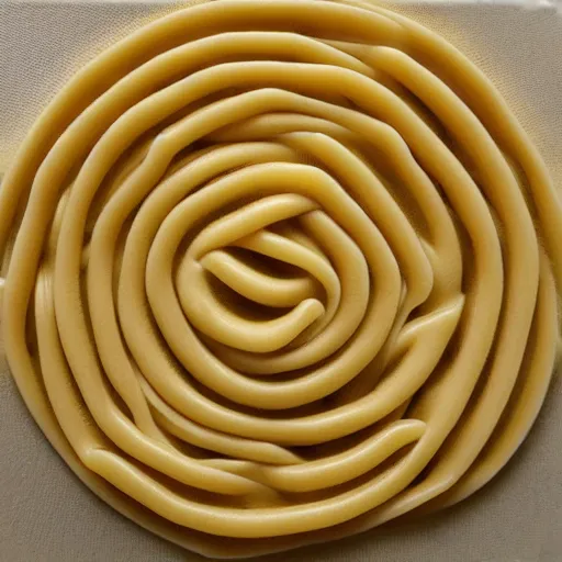 Image similar to the planet jupiter constructed from pasta