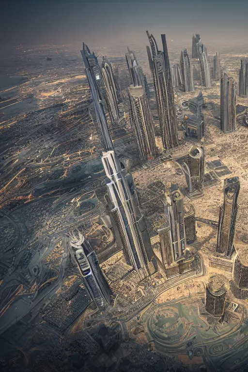 Image similar to dubai uae, rtx realistic, concept art, intricate details, highly detailed, photorealistic, octane render, 8 k