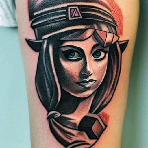 Image similar to tattoo of a portrait of zelda