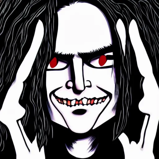 Image similar to Tommy Wiseau in the style of Junji Ito