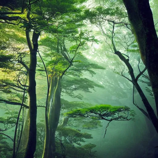 Image similar to photo of Yakushima Forest Eerie Japan golden hour