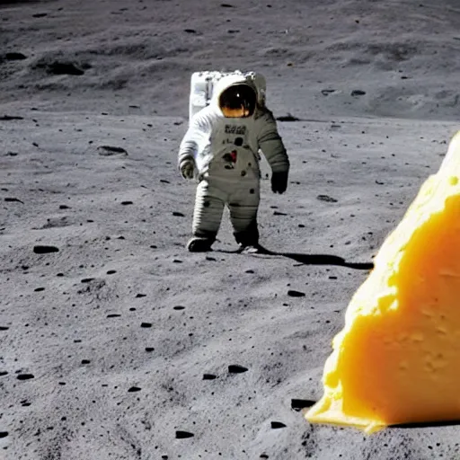 Image similar to photo of Elon Musk on the moon made of cheese, lunar surface made of cheese