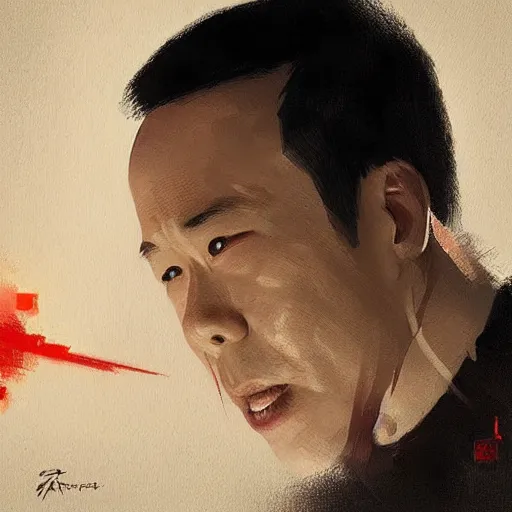 Image similar to “ portrait of jet li by greg rutkowski, young, attractive, highly detailed portrait, scifi, digital painting, artstation, concept art, smooth, sharp foccus ilustration, artstation hq ”