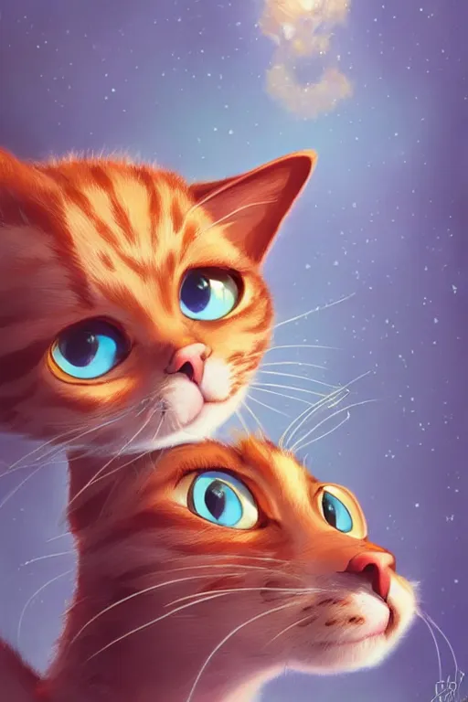 Image similar to a selfie of a cat from a Pixar movie, fantasy, intricate, young and cute girl, highly detailed, digital painting, artstation, concept art, smooth, sharp focus, illustration