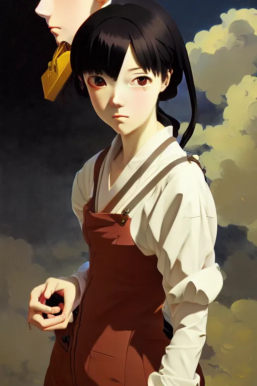 Image similar to baroque oil painting of key visual portrait concept art of rich anime capitalist girl, brutalist, dark fantasy, rule of thirds golden ratio, fake detail, trending pixiv fanbox, acrylic palette knife, style of makoto shinkai studio ghibli genshin impact jamie wyeth james gilleard greg rutkowski chiho aoshima