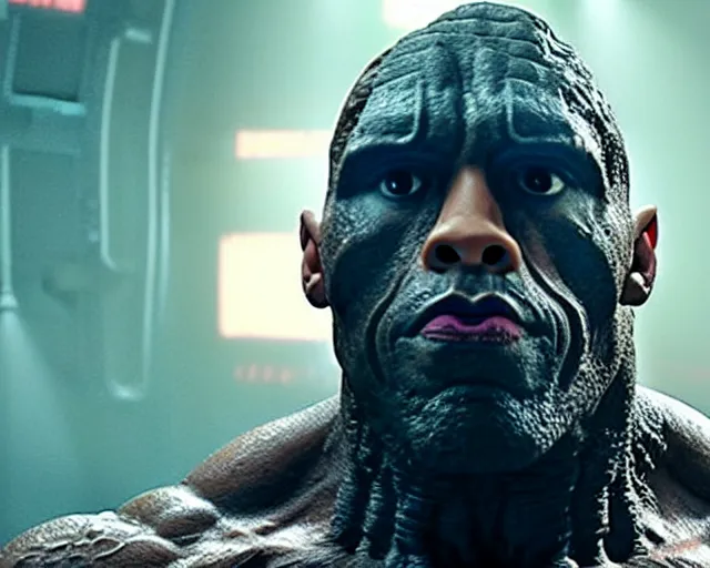 Image similar to the rock as a stone golem, space mercenary, still from the movie guardians of the galaxy