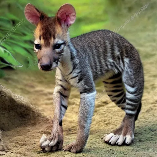 Image similar to baby Tasmanian tiger real photo in zoo