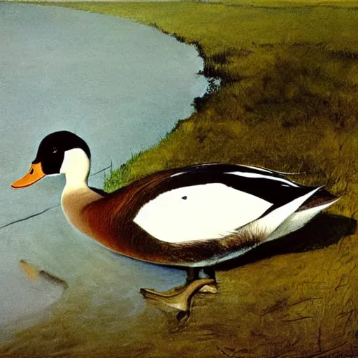 Image similar to a duck on the prowl oil painting andrew wyeth