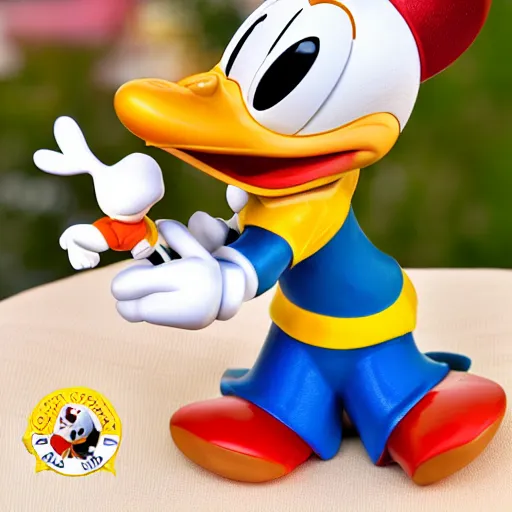 Prompt: disney, donald duck, figurine, detailed product photo