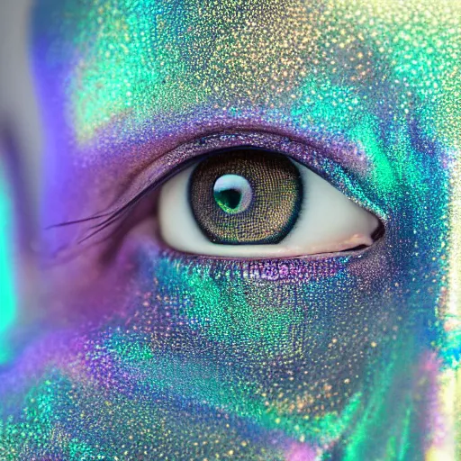 Prompt: photograph portrait of a beautiful alien, feminine, iridescent eyes, intricate detail, sigma 85mm f/1.4, 4k