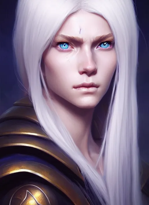 Image similar to a fantasy style portrait painting of shy white female paladin scar wound left eye with blonde hair and blue eyes, holy oil painting unreal 5 daz. rpg portrait extremely detailed artgerm greg rutkowski _ greg