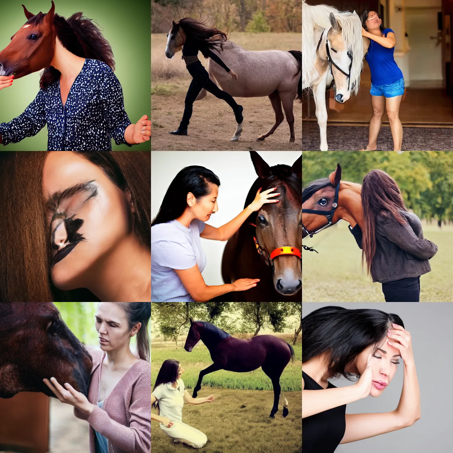 Prompt: woman transforming into a horse
