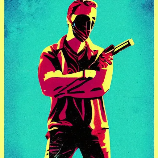 Image similar to ryan gosling from movie drive in game poster hotline miami