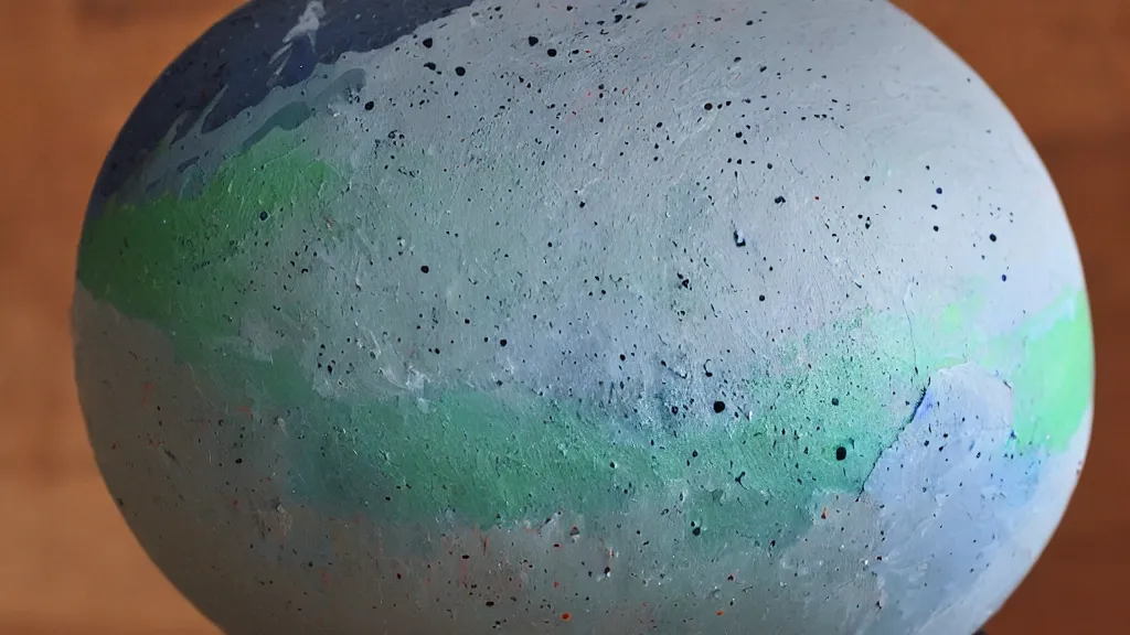 Prompt: a hovering sphere with layers of wet paint dripping off the sides