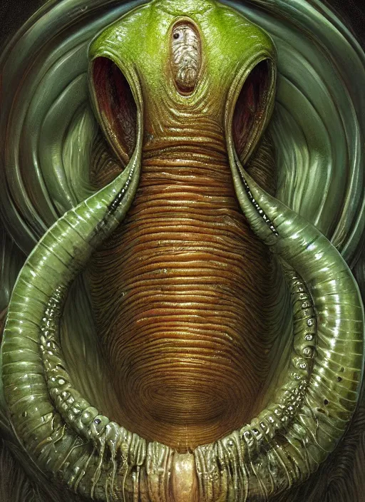 Image similar to far away, full body shot of elon musk as slimy anthropomorphic mollusk character, drool, intricate, elegant, highly detailed, digital painting, artstation, concept art, wallpaper, smooth, sharp focus, illustration, art by h. r. giger and artgerm and greg rutkowski and alphonse mucha