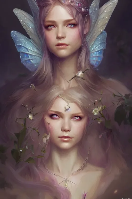 Image similar to fairy princess, highly detailed, d & d, fantasy, highly detailed, digital painting, trending on artstation, concept art, sharp focus, illustration, art by artgerm and greg rutkowski and magali villeneuve