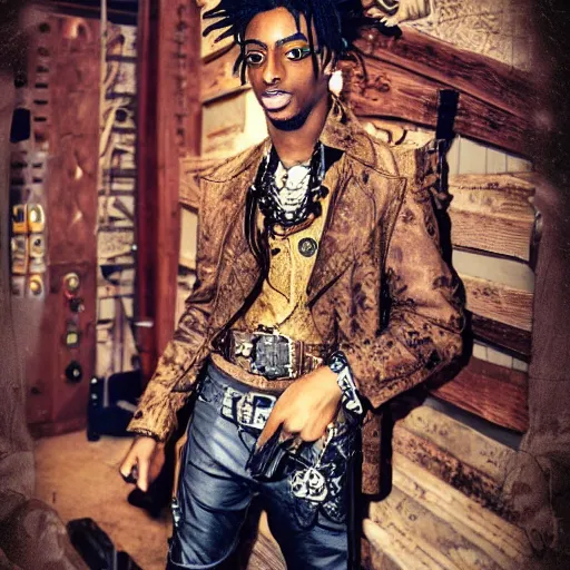 Image similar to playboi carti in steampunk style digital art 4 k the detailed super realistic