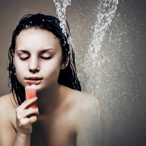 Image similar to a girl washing her face, photostock by Vasyl Dolmatov