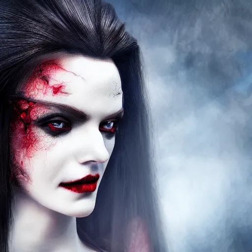 Prompt: vampire queen, highly detailed, 4k, HDR, smooth, sharp focus, hyper realistic, high resolution, award-winning photo