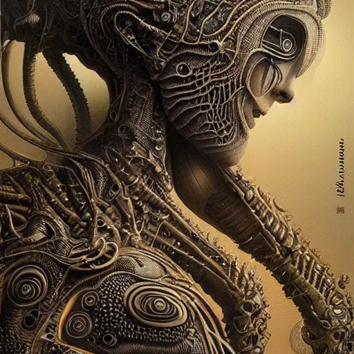 Image similar to ultra realist intricate detailed painting of an attractive alien female and alien male, full body, curvy, black scales and cyborg tech, very intricate details, focus, artstyle Beksiński and Hiraku Tanaka and Tom Bagshaw, award winning