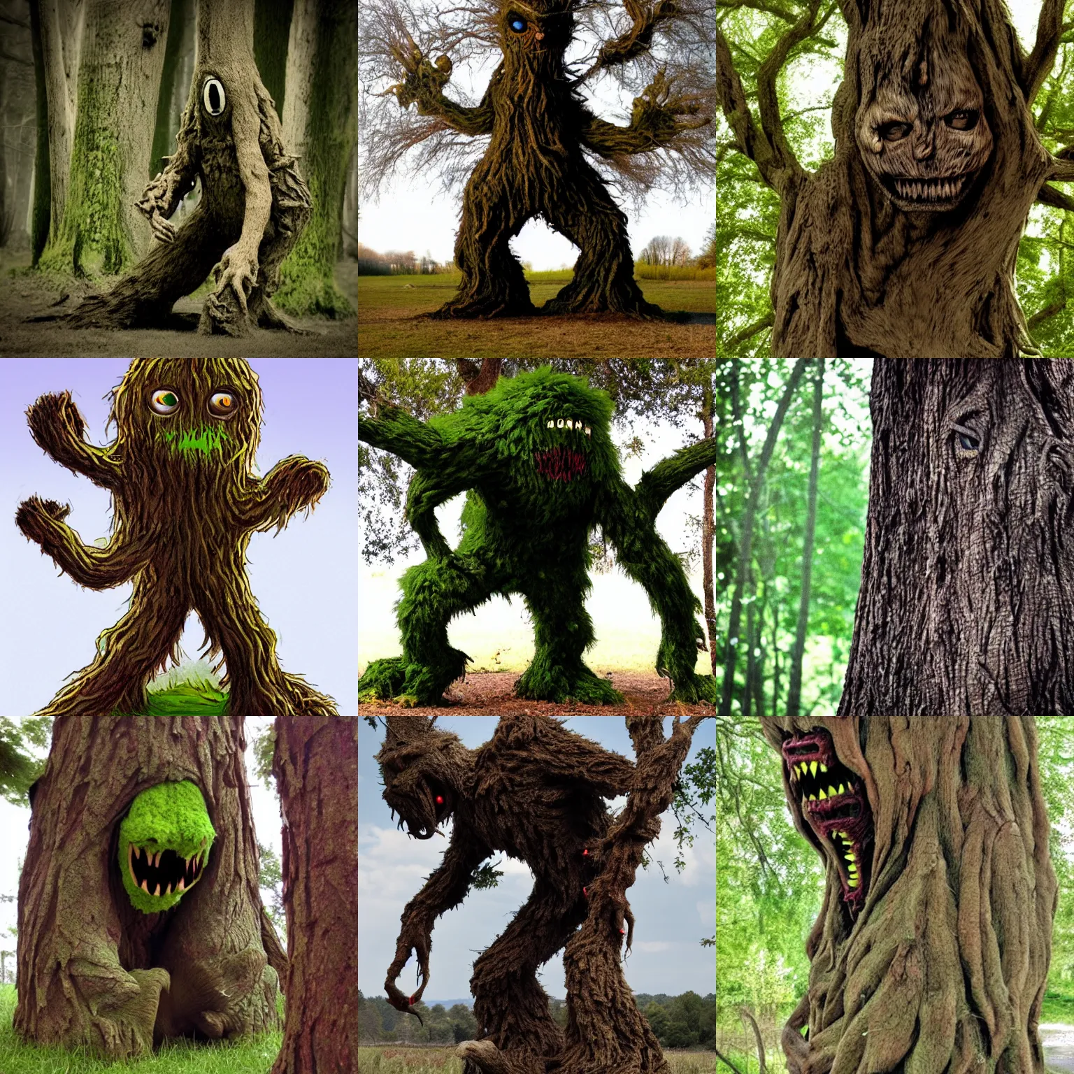 Prompt: a terrifying tree monster