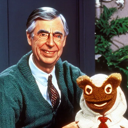 Prompt: Mr. Rogers with the mouth of an anglerfish