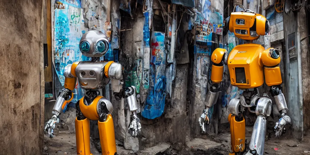 Prompt: mecha ROBOT of AJEGUNLE SLUMS of Lagos inside african JESUS CHRIST about AESTHETICS surrounding large UFO within NEON rays of light, 35mm, f/1.4,