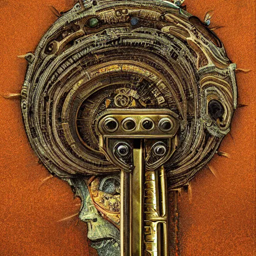 Image similar to a ultradetailed beautiful concept art of an old mind key, with intricate detail, oil panting, high resolution concept art, 4 k