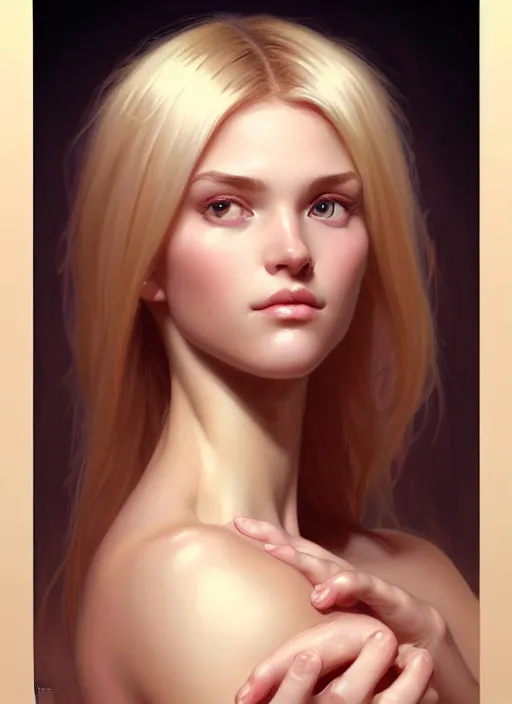 Image similar to perfect feminine face!! portrait of young wife blessed by god with ever - increasing physical mental perfection, blonde, symmetrical! intricate, sensual features, highly detailed, biblical divine holy!! digital painting, artstation, concept art, smooth, sharp focus, illustration, art by artgerm and greg rutkowski and alphonse mucha