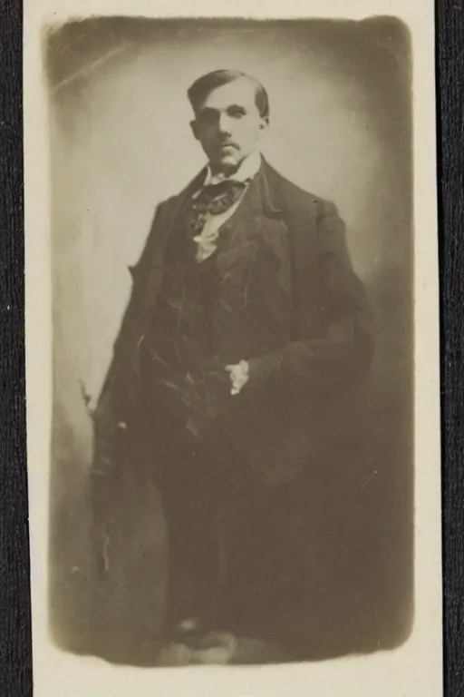 Image similar to cabinet card of creepy monster edwardian gentleman, scary, nightmare, horror