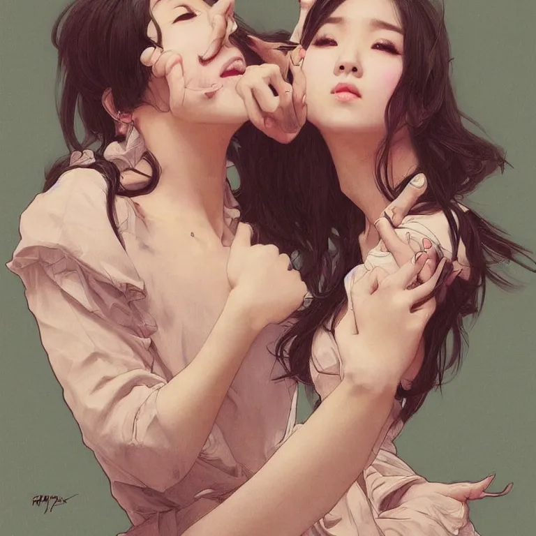 Image similar to portrait of kpop idol, expressive pose, lively expression, a pastel by chip zdarsky, trending on pinterest, mingei, full body, stylish, intricate, elegant, rose tones, highly detailed, digital painting, artstation, concept art, smooth, sharp focus, illustration, art by artgerm and greg rutkowski and alphonse mucha