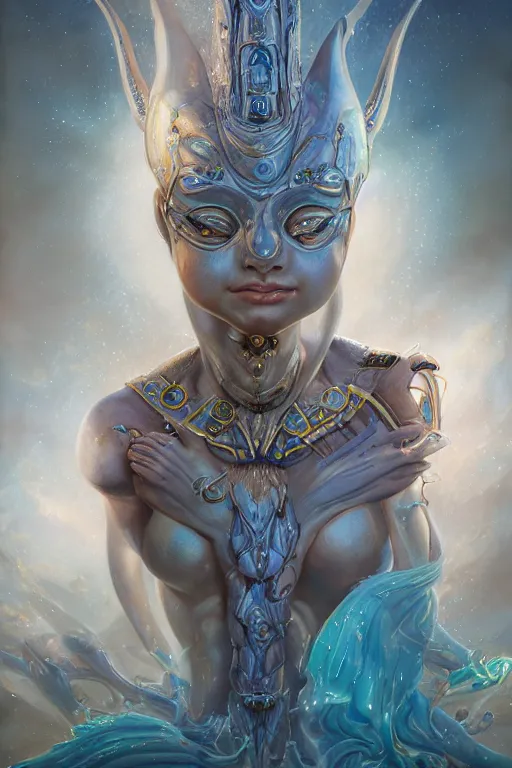 Image similar to portrait of a beautiful female hybrid atlantean anubis elsa jean, alien warrior regal, realistic, refined, detailed, digital art, michael cheval, esao andrews, steampunk, walt disney ( 1 9 3 7 ), francois boucher, oil painting, highly detailed, cinematic lighting, unreal engine, 8 k, hd