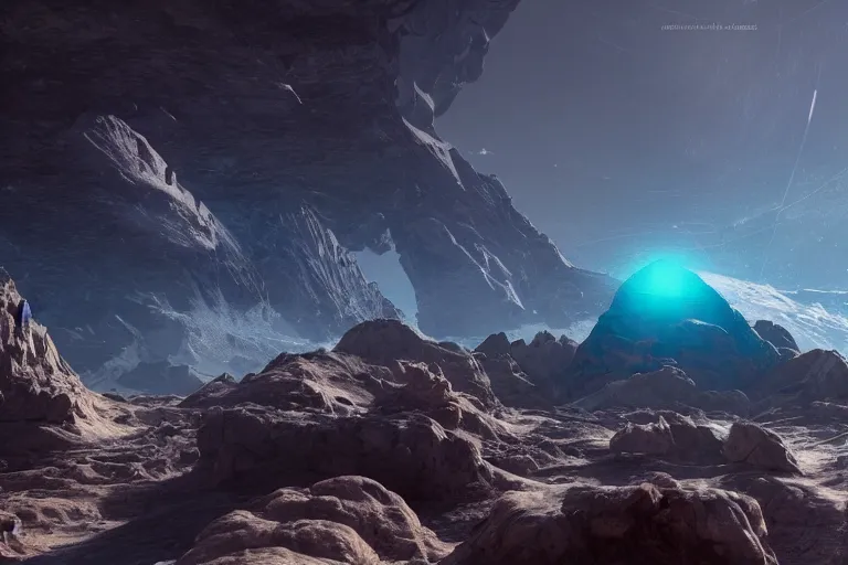 Prompt: beautiful sci fi planet, concept art trending on artstation, volumetric lighting, 8k