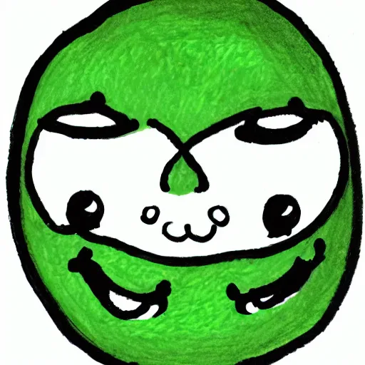 Prompt: drawing of avocado with cute smile face kawai art