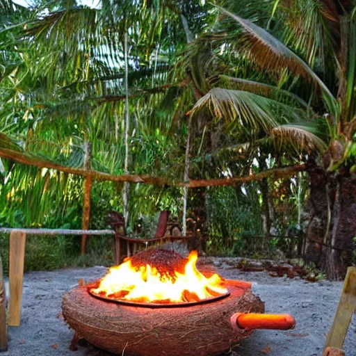 Image similar to a coconut fire pit