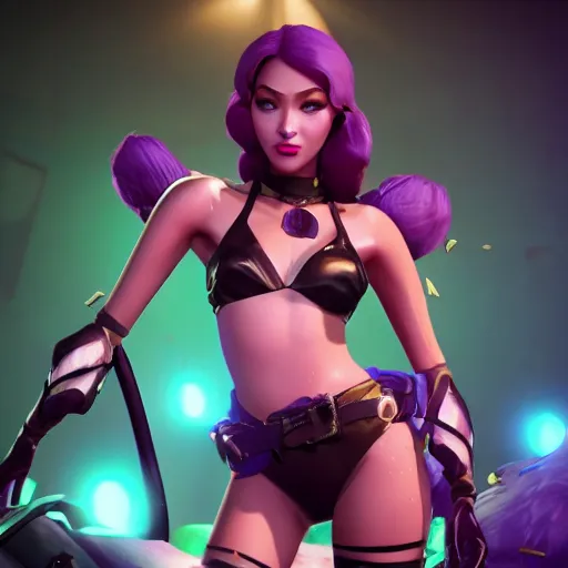 Image similar to still of pretty Samira (League of Legends) in KDA More music video. 3d render, octane render, game art, realistic, highly detailed, trending on artstation, 4k, trending on artstation, pixar, cgsociety, unreal engine 5, redshift render, trending on artstation, blender, behance, cg