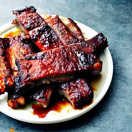 Prompt: bbq ribs, cookbook photo, good composition