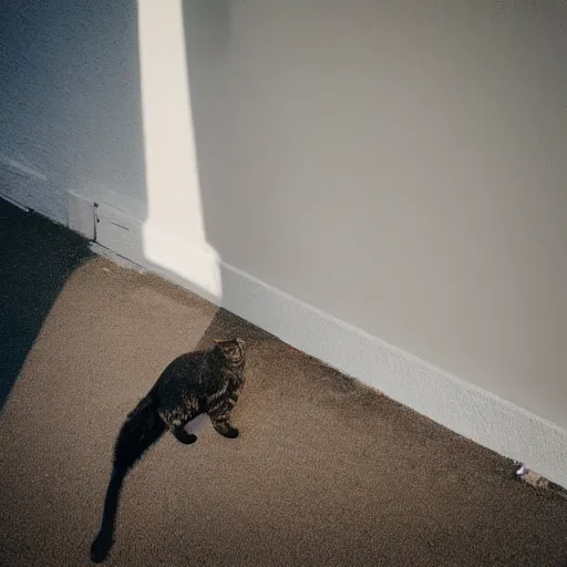 Prompt: Shadow of a cat on a white wall